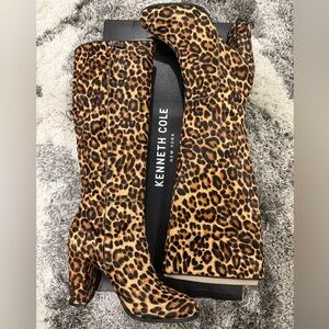 Kenneth Cole Leopard Print Heeled Boots